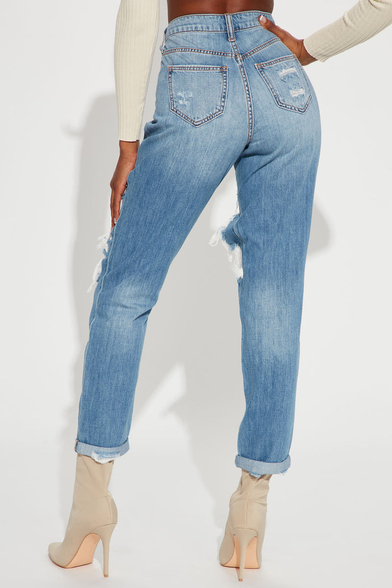 Tall Jax Distressed High Rise Boyfriend Jeans Light Blue Wash