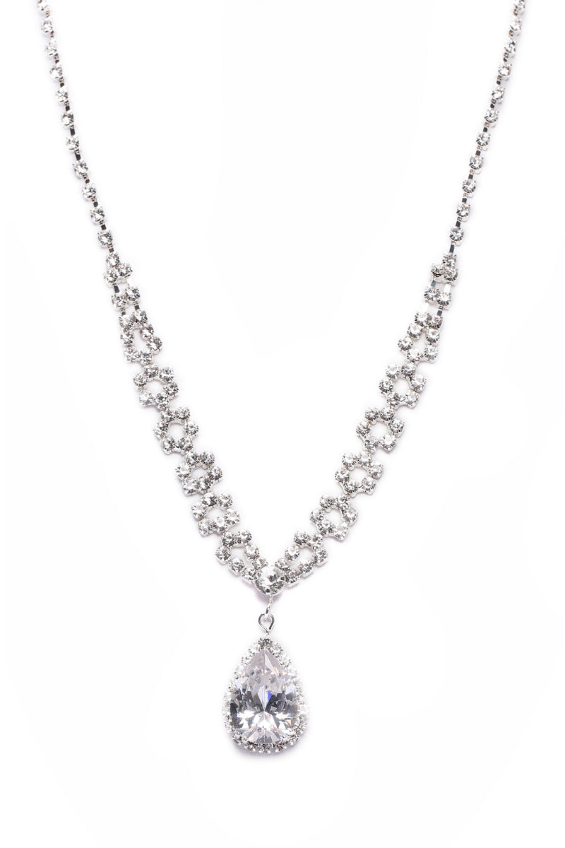 Katia Rhinestone Necklace Silver Fashion Nova, Jewelry Fashion Nova