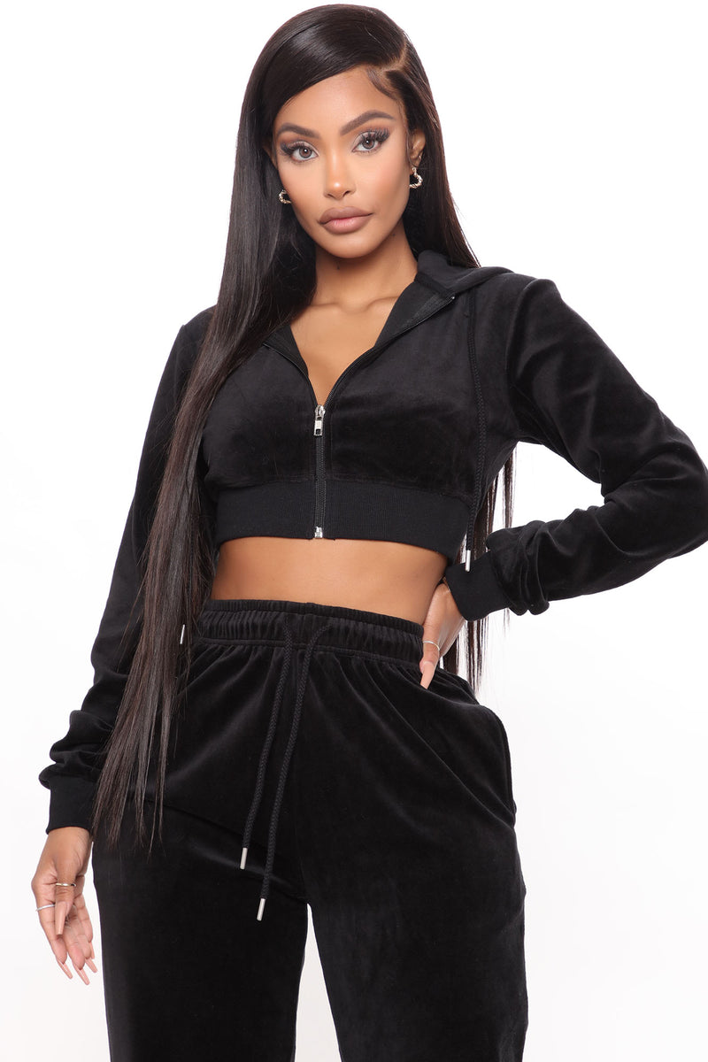 Cropped top velour jacket