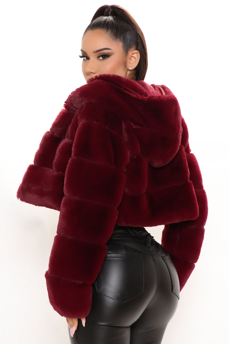 Maroon fuzzy deals jacket