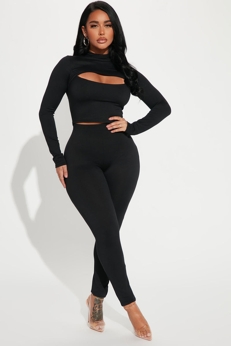 Women's Baddies Only Rhinestone Legging Set in Black Size Medium by Fashion Nova