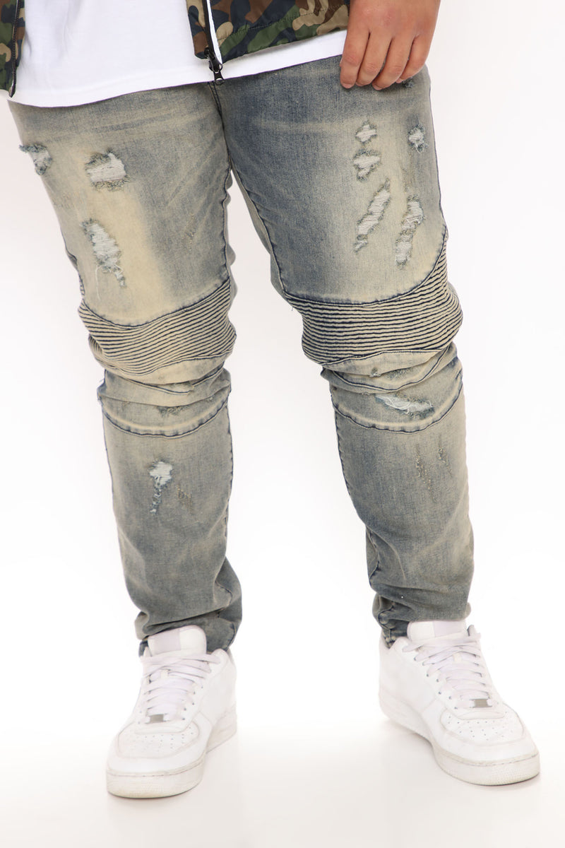 Tray Biker Skinny Jean Medium Wash