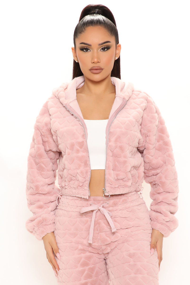 Faux fur jogger set store