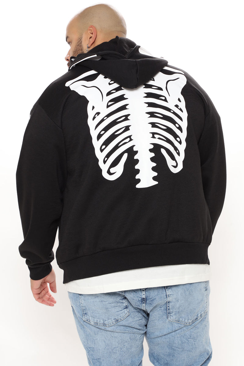 Full zip up online skull hoodie