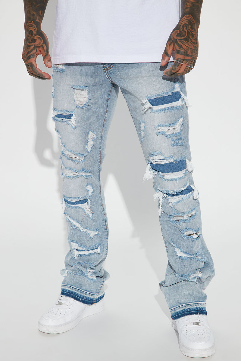Blue clearance frayed jeans