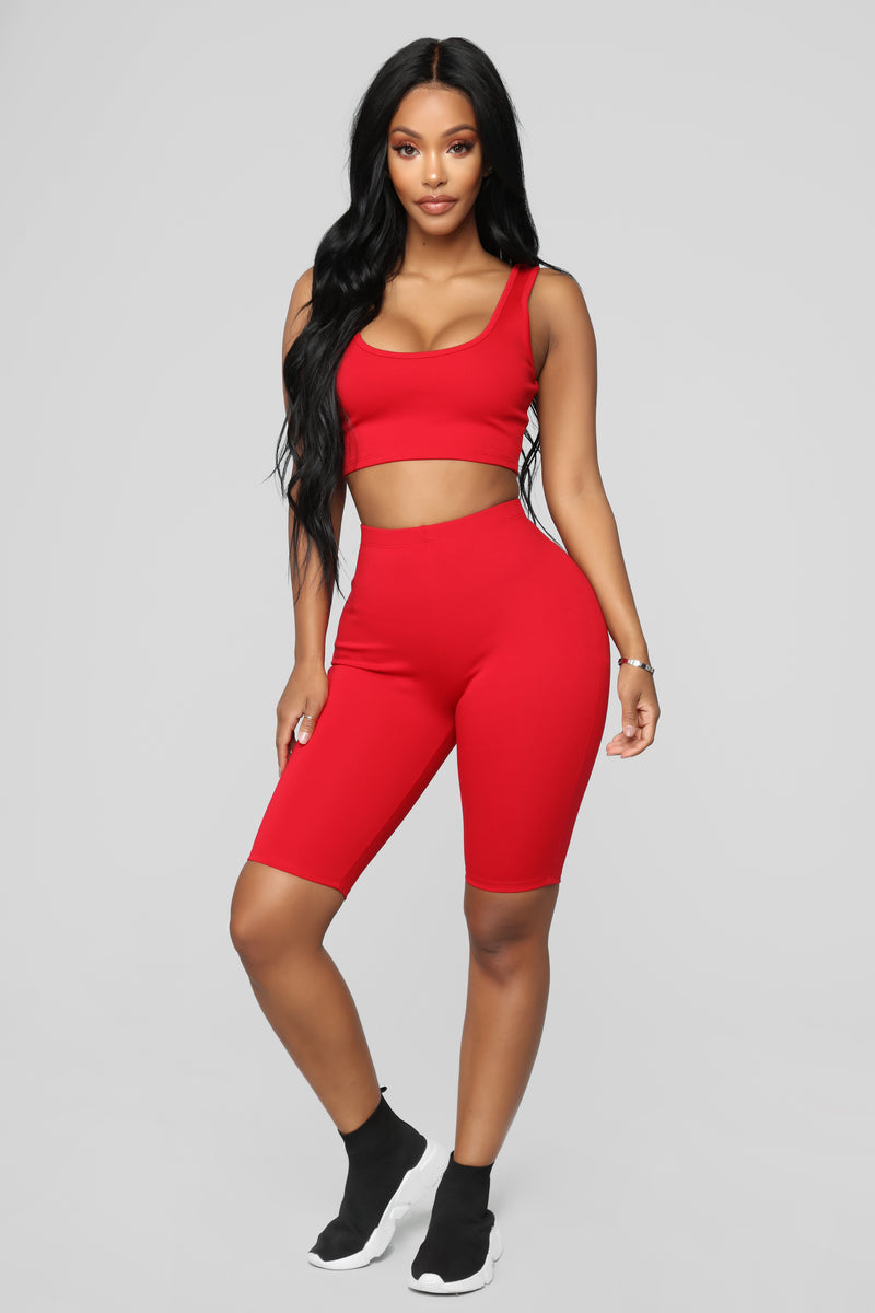 Bondoc Biker Short Set Red