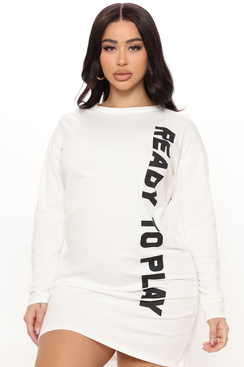 Fashion nova white dress long sleeve top