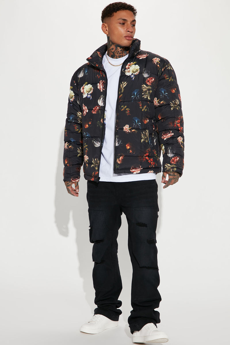 Floral puffer top jacket mens