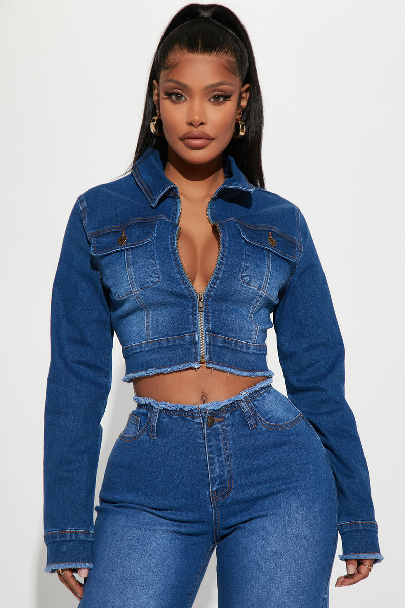 Foil Denim Cut Off Jacket
