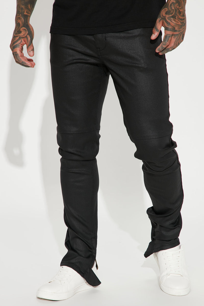 Mens black wax coated jeans on sale