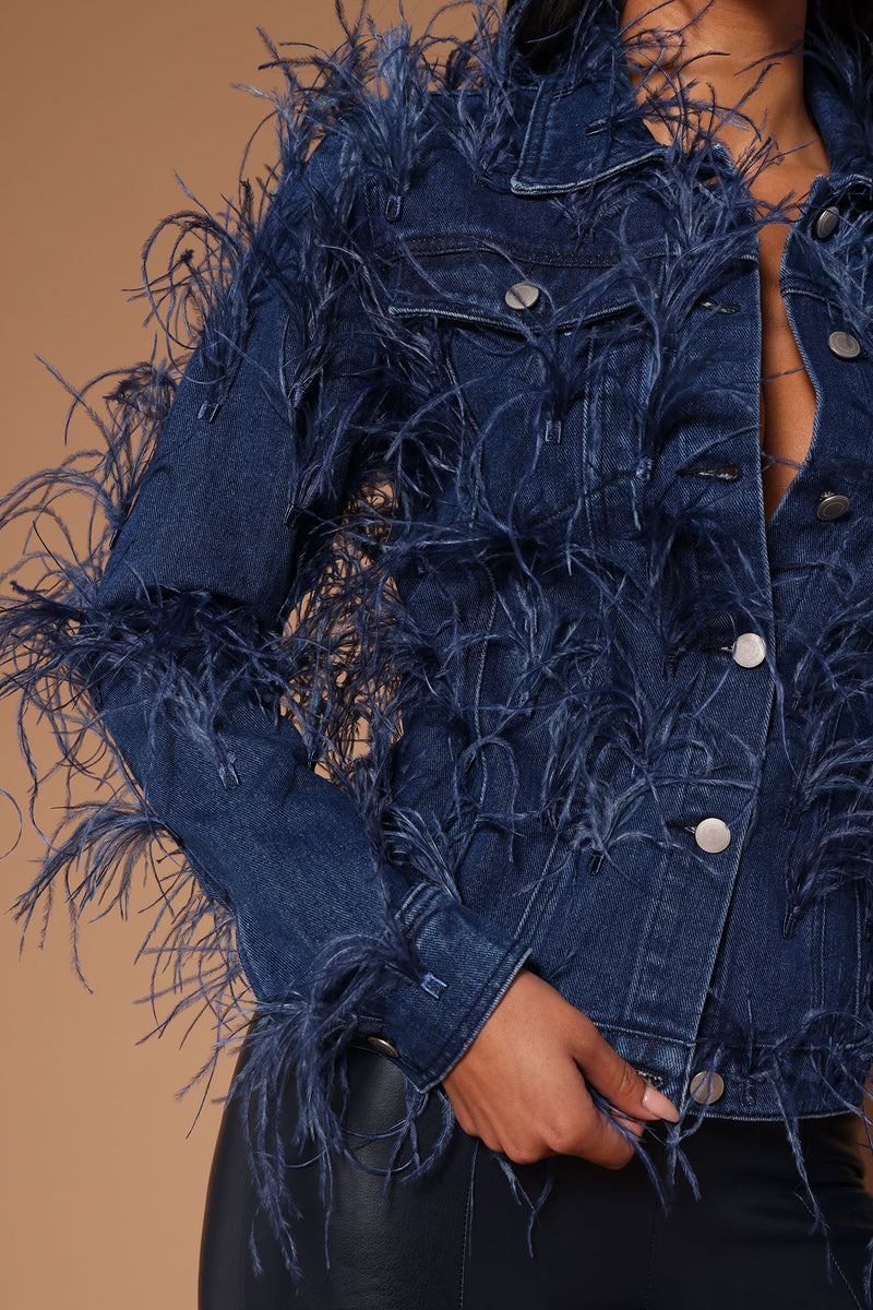 Feather top denim jacket