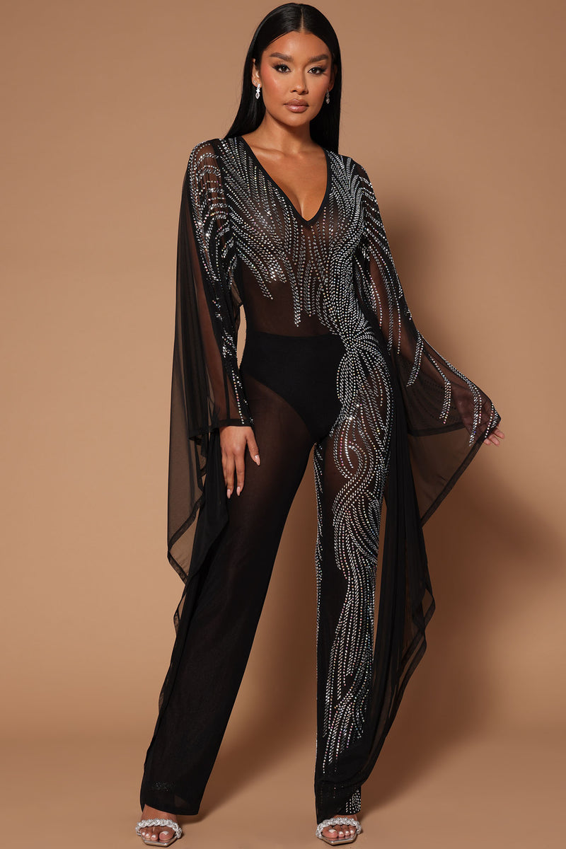Rhinestone jumpsuit fashion nova top