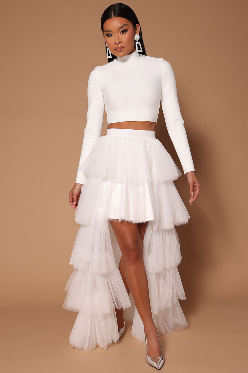 White high on sale low skirt