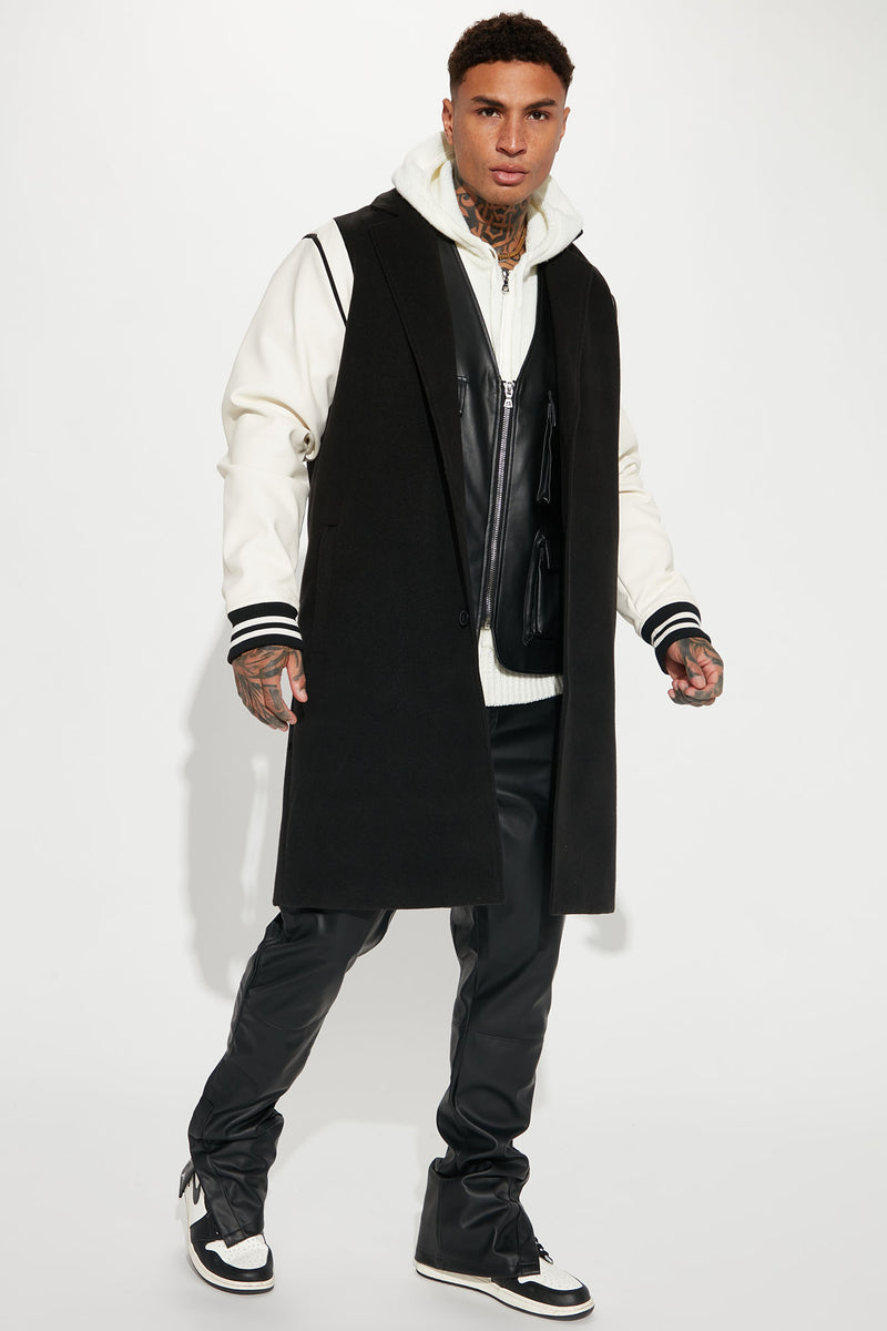 Shoulder Varsity Structured Long Coat Fashion Nova