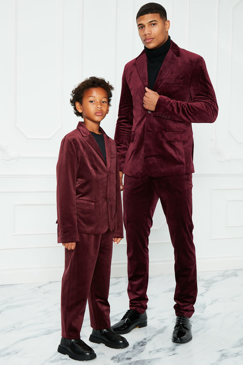Boys red store velvet suit