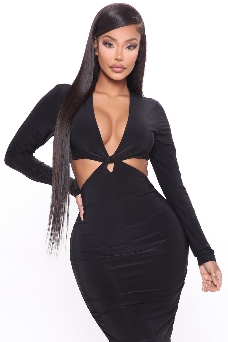 Fashion nova black sales cut out dress