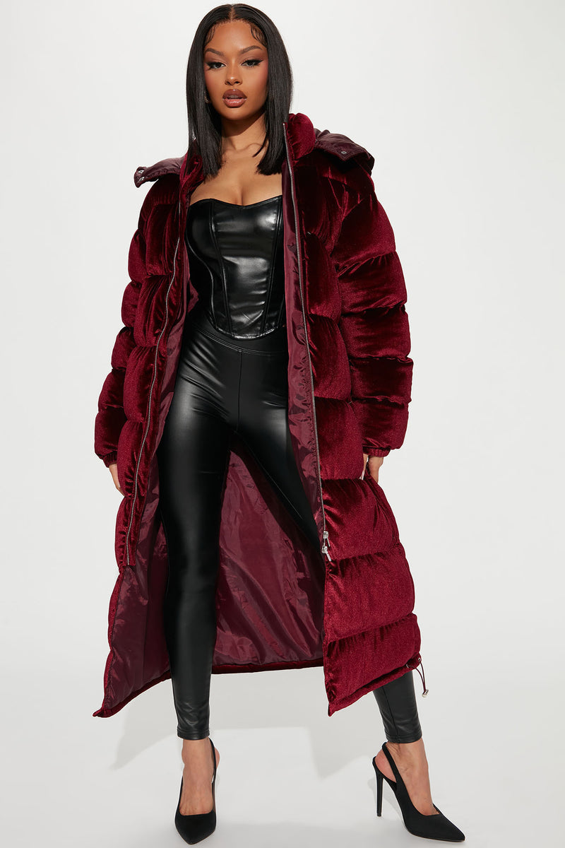 Burgundy long hotsell puffer jacket