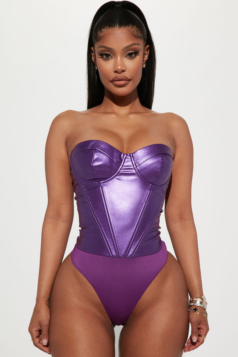 Purple bodysuit hot sale womens