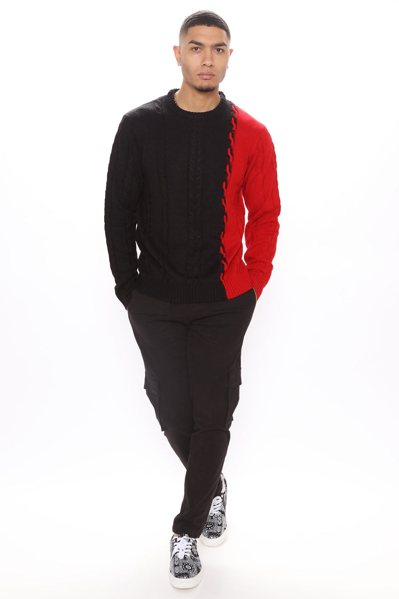 Cody Cable Knit Sweater Black combo