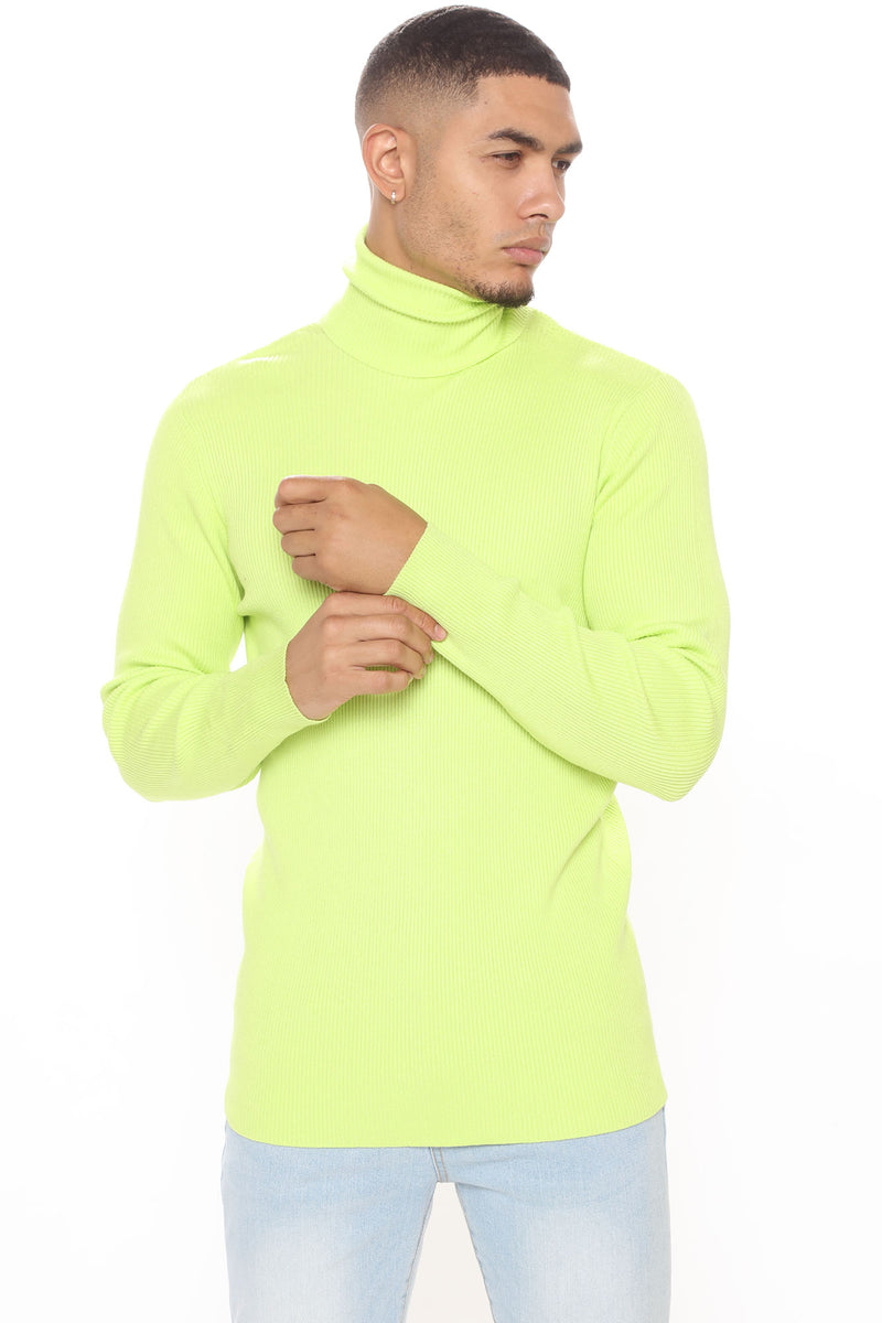 Neon yellow turtleneck men hotsell