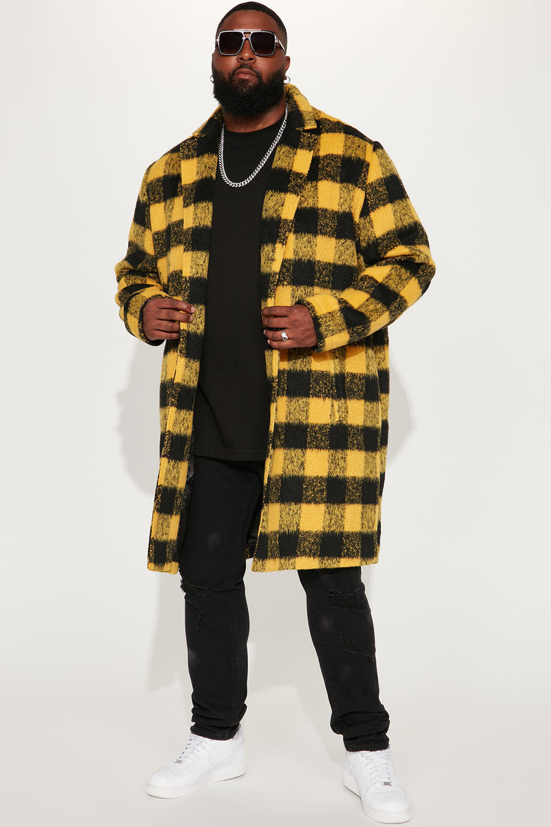 Yellow plaid coat new arrivals