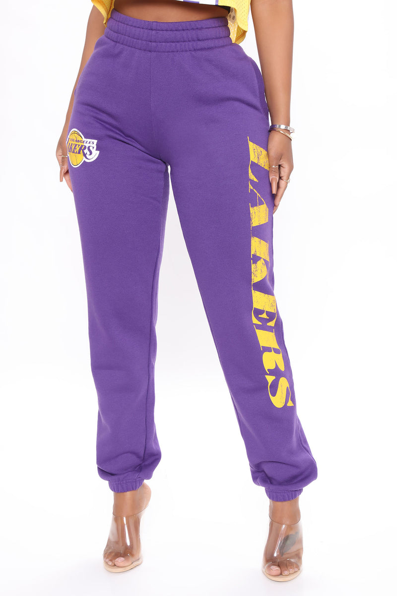 Purple GIRLS & TEENS Girl's NBA Los Angeles Lakers Licensed Wide Leg  Sweatpants 2109376