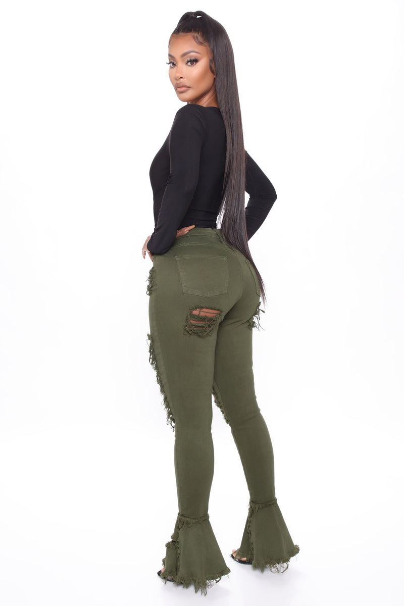 Fashion nova discount olive green jeans