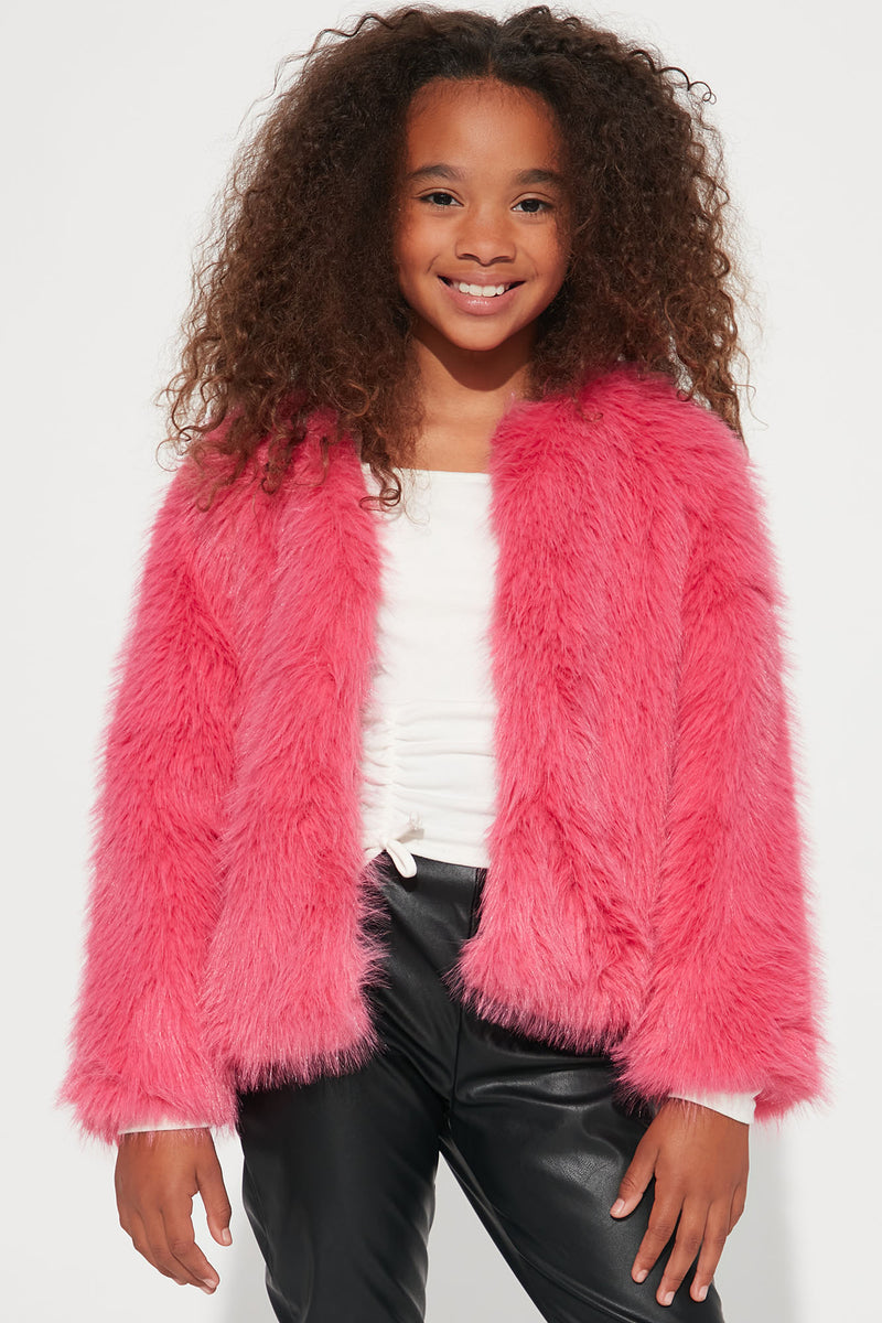 Mini We re Always Together Faux Fur Jacket Hot Pink Fashion