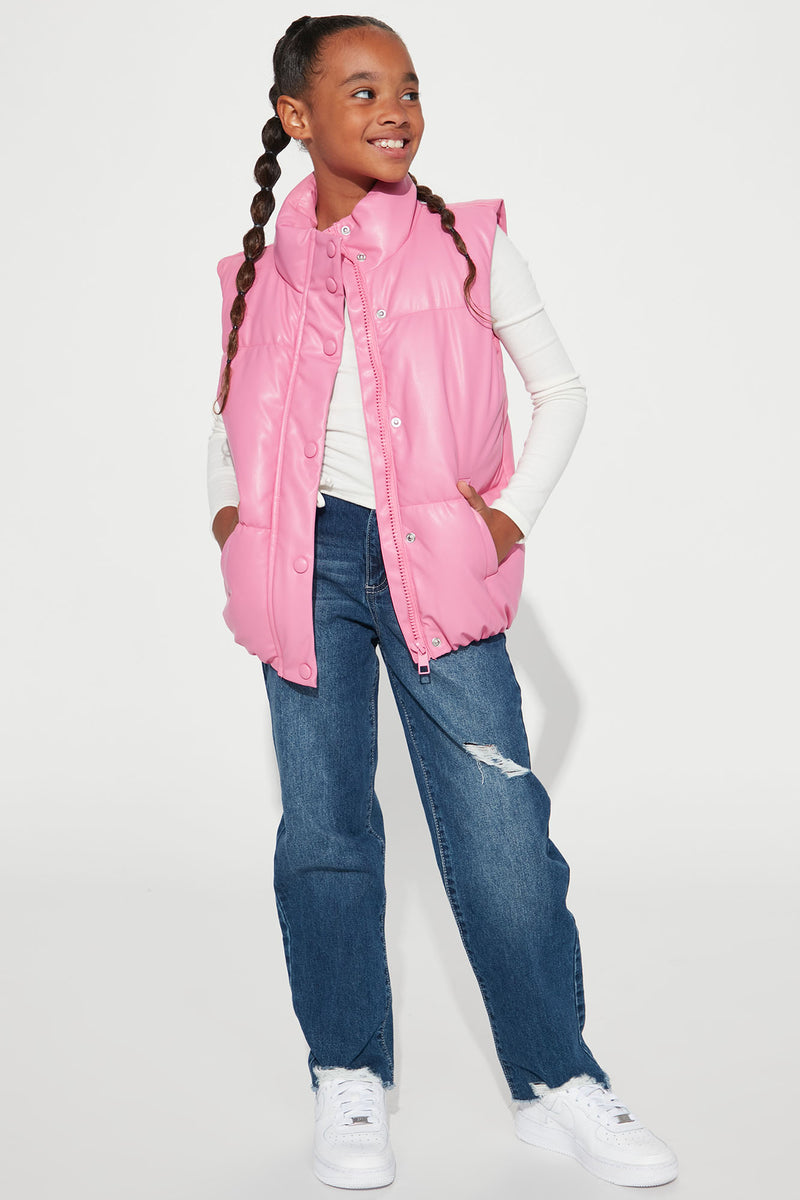 Ladies pink puffer vest new arrivals
