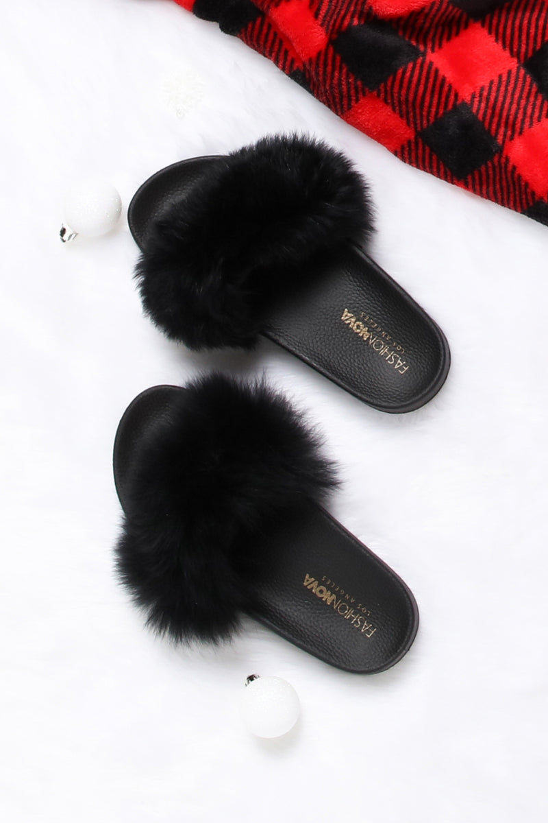 Fashion nova fur top slides