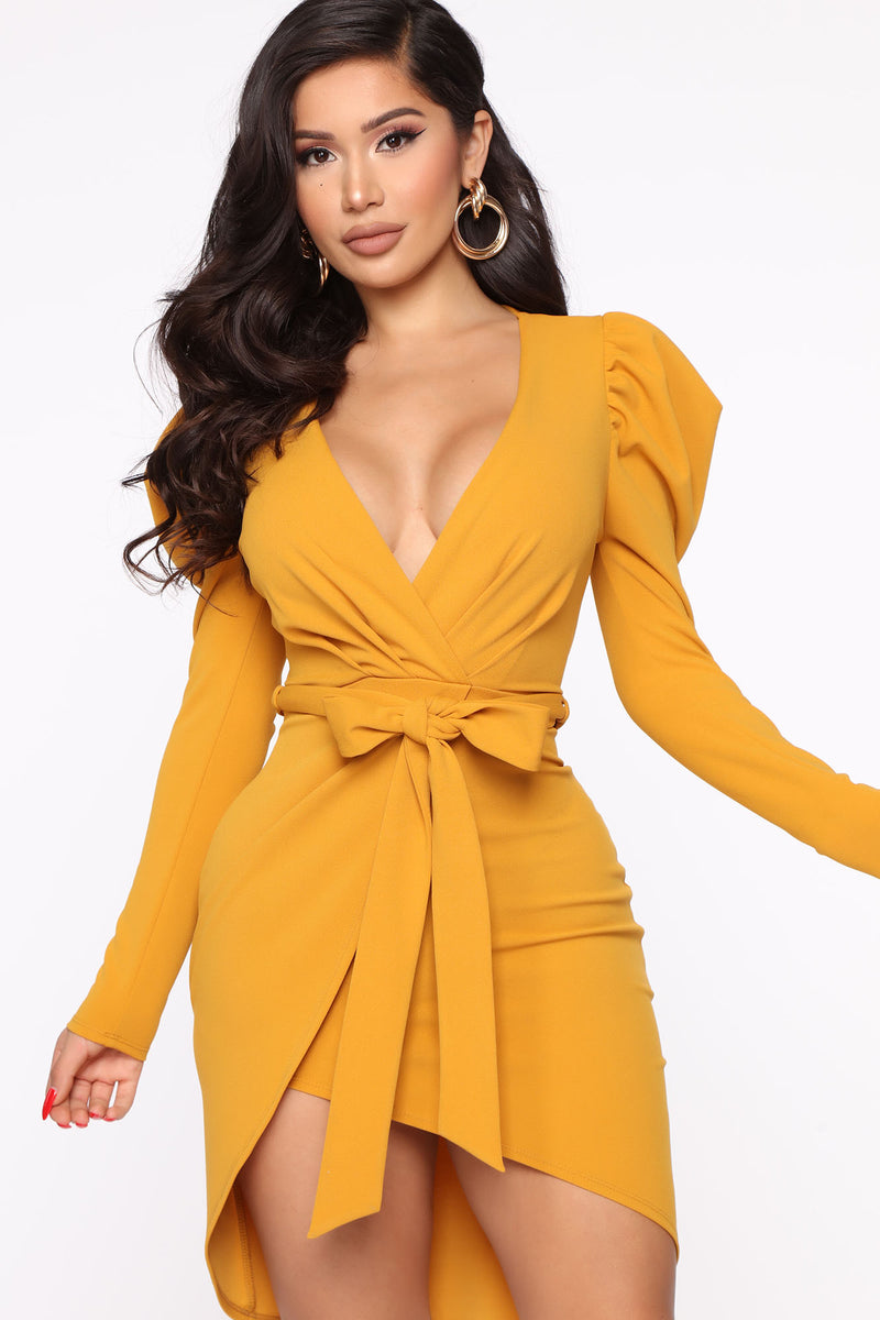 Owning This Moment Mini Dress Mustard Fashion Nova Dresses