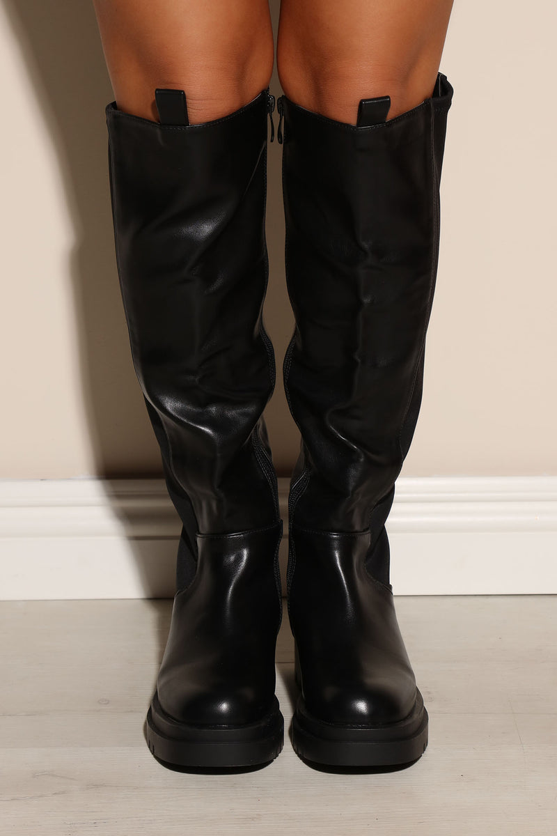 Big Moves Knee High Chelsea Boot Black
