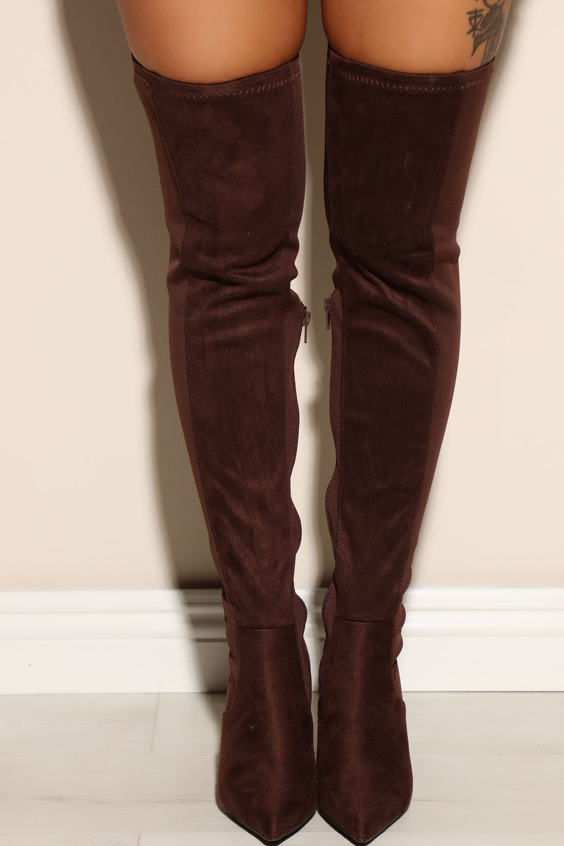 Chocolate brown suede cheap over the knee boots