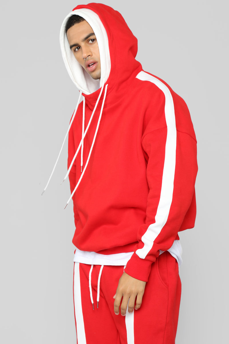 Red and sale white hoodie mens