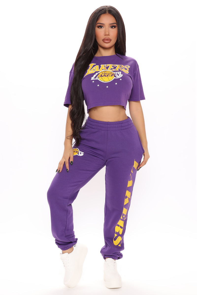 NBA Three Point Shot Lakers Crop Top - Purple, Fashion Nova, Screens Tops  and Bottoms