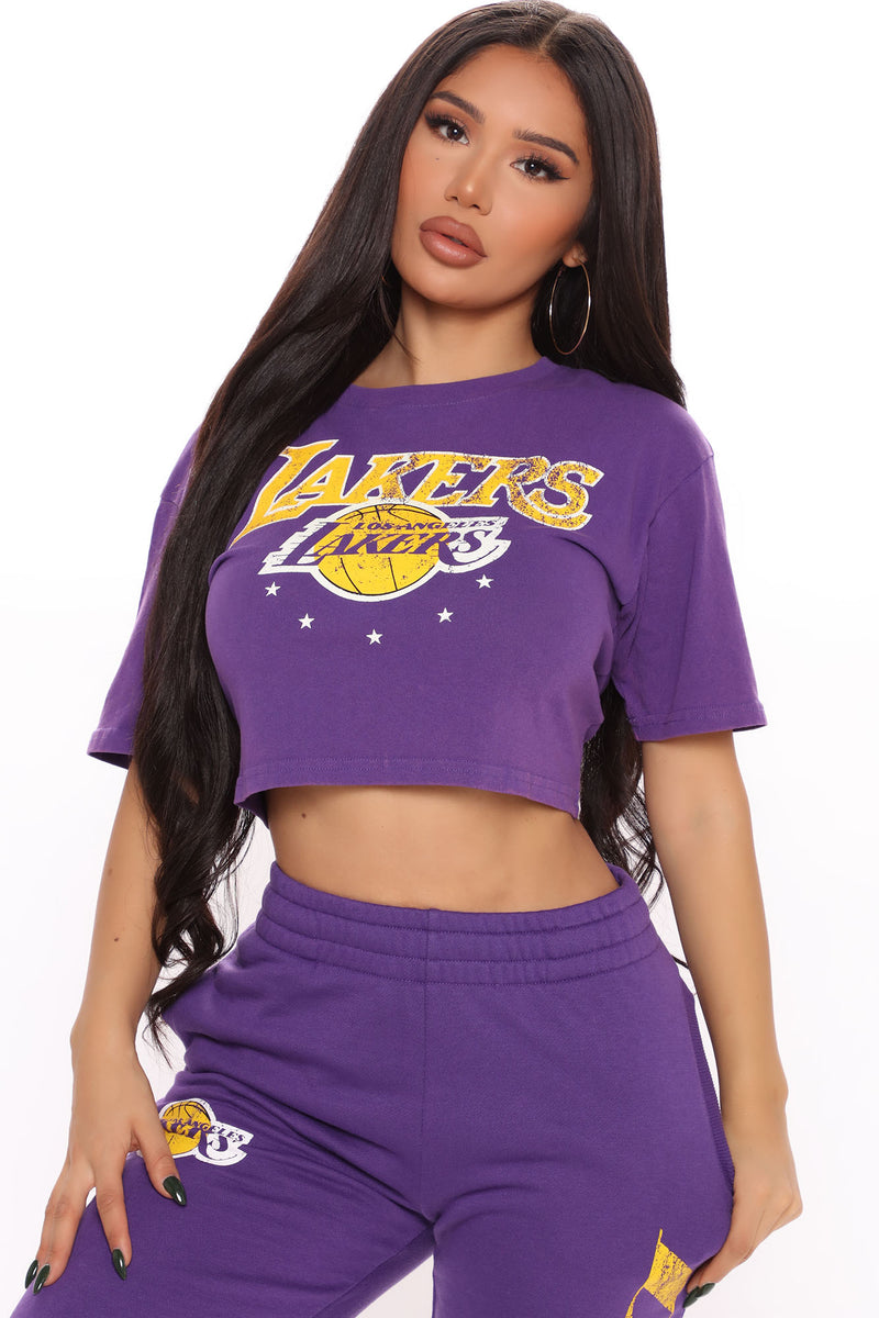 NBA Three Point Shot Lakers Crop Top - Yellow