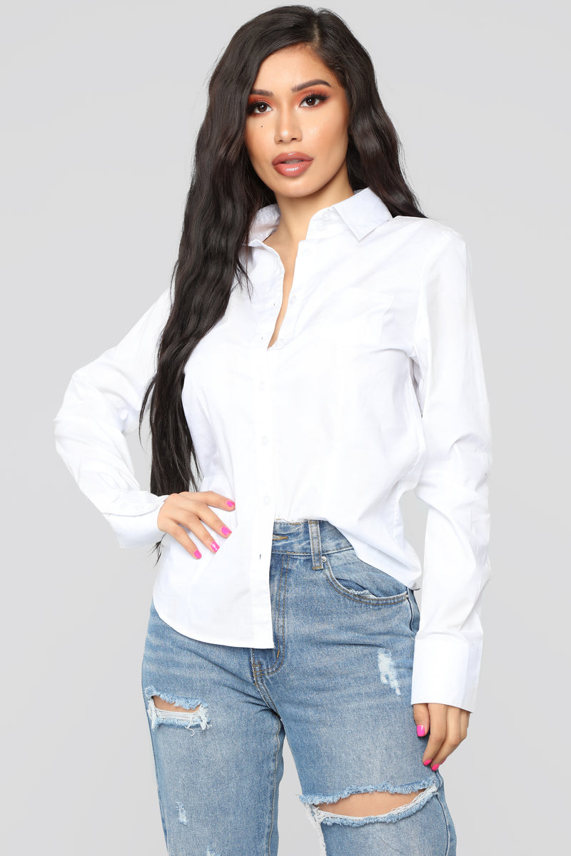 Fashion nova white button up shirt hotsell