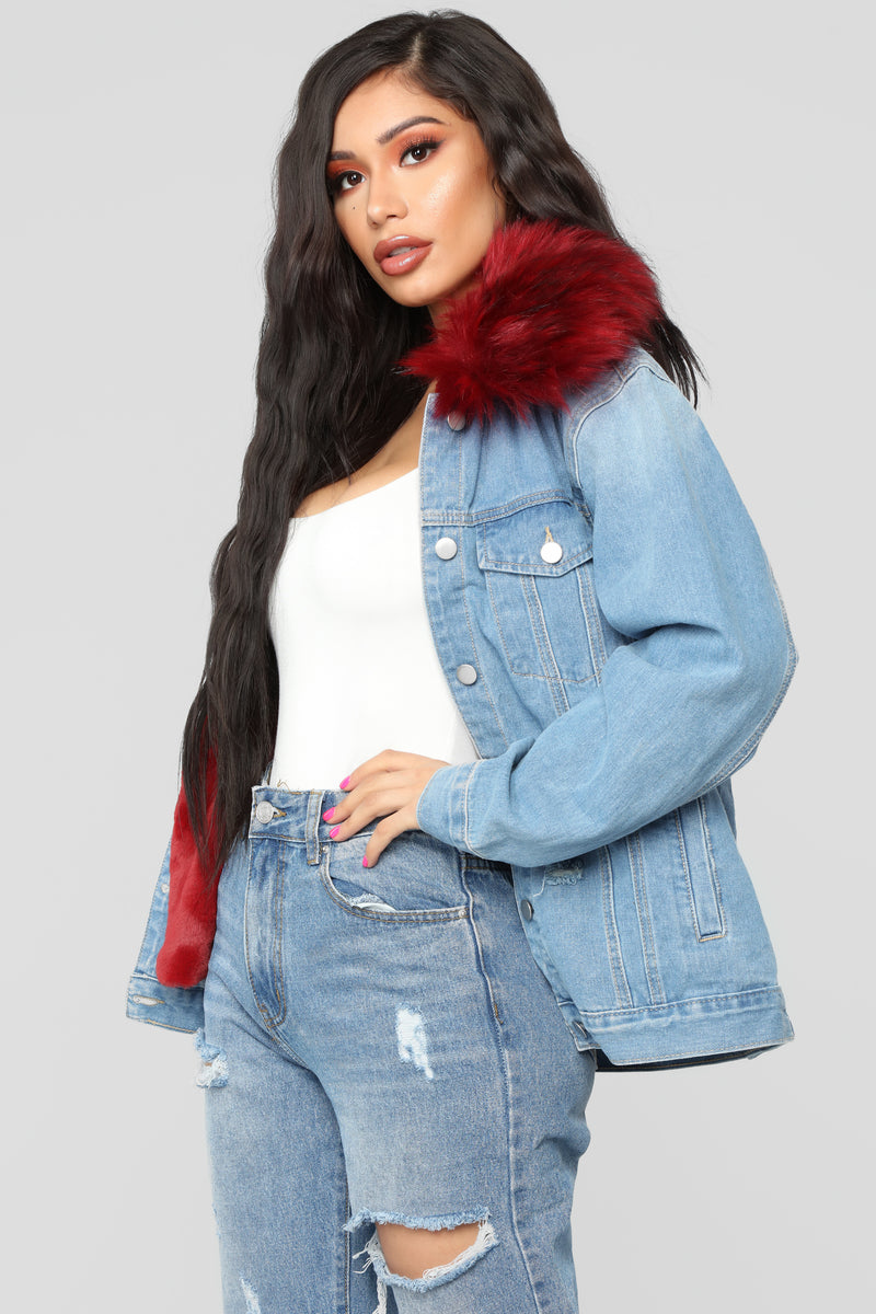 Fashion nova jean jacket cheap with fur