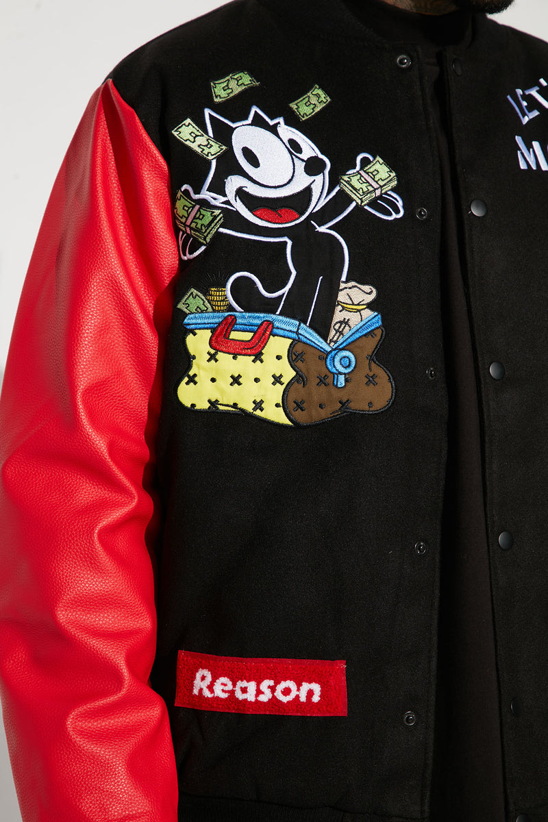 Felix The Cat Varsity Jacket Black/Red Fashion Nova, Mens Jackets Fashion Nova