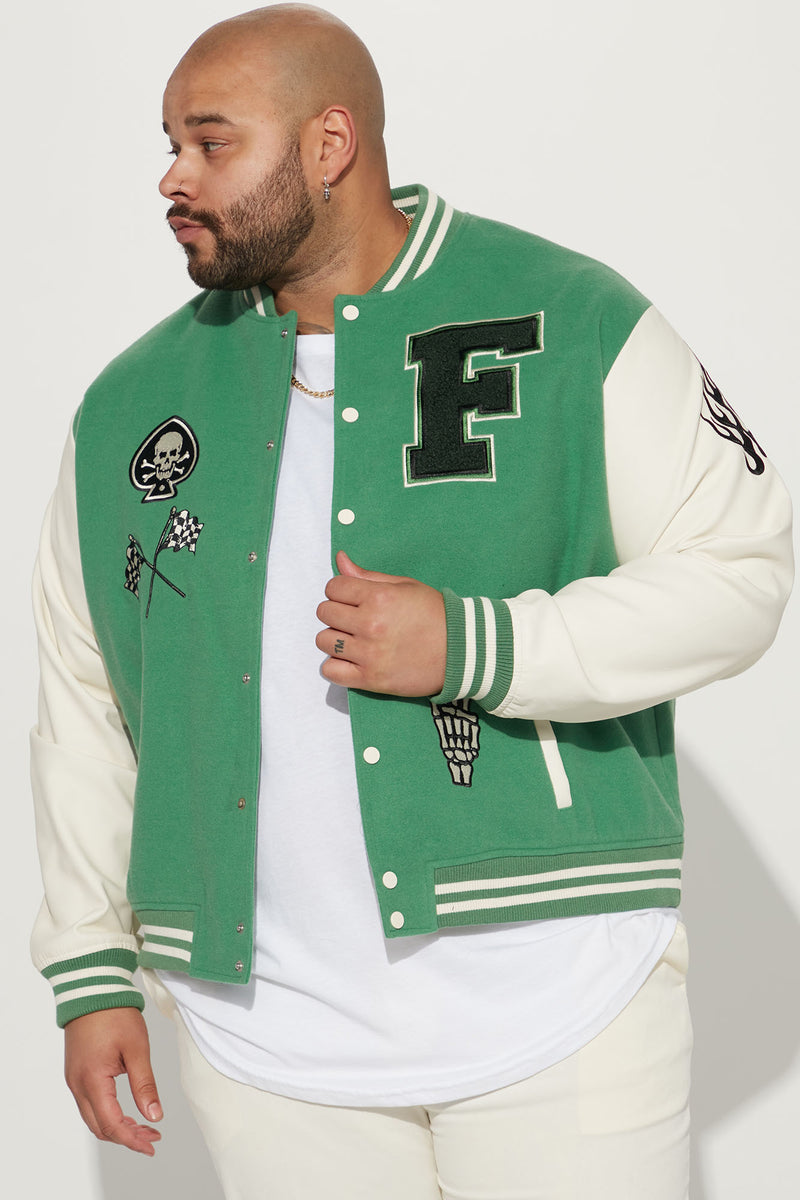 Worldwide Varsity Bomber Jacket - Green/combo, Fashion Nova, Mens Jackets