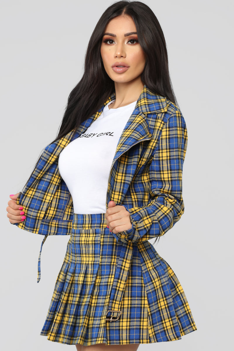 Blue yellow hotsell plaid skirt