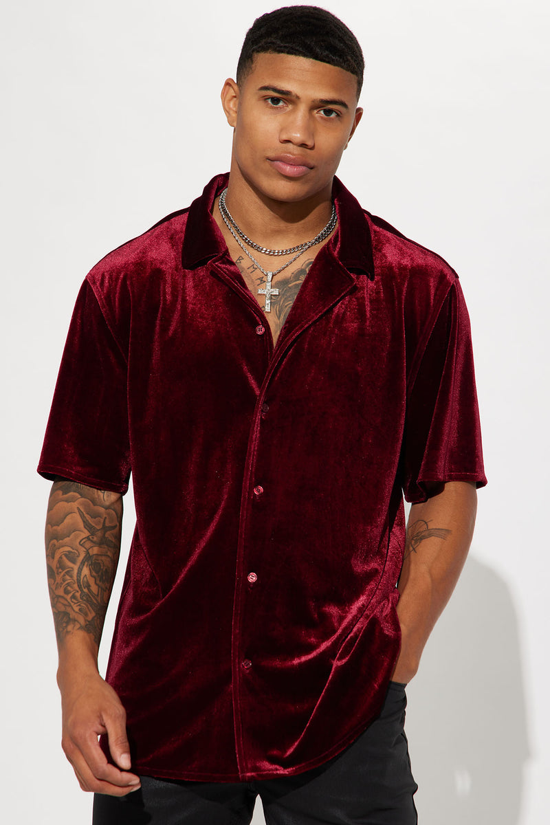 Mens burgundy short sleeve dress shirt sale