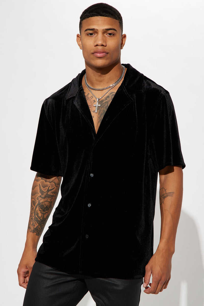 Black velvet online shirt mens