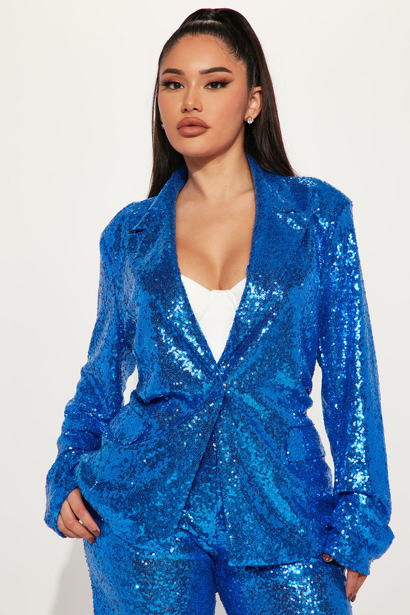 Sparkle And Shine Sequin Blazer Blue Fashion Nova Career