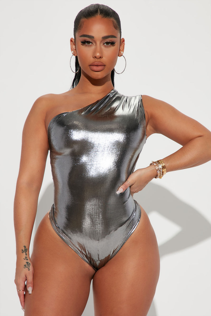 Silver one piece bodysuit clearance
