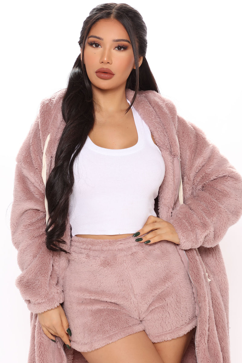 Teddy Set Go Fuzzy Jacket Mauve Fashion Nova Jackets Coats