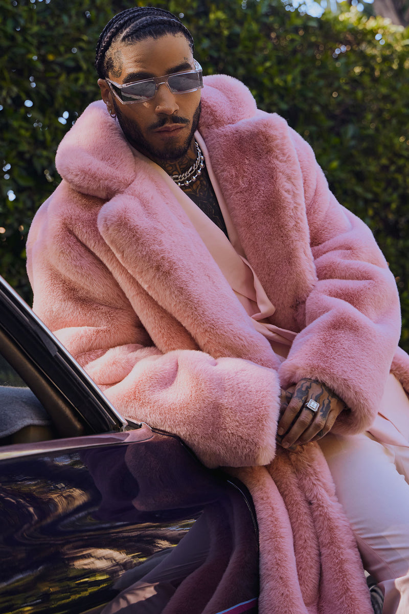Pink mink fur coat sale