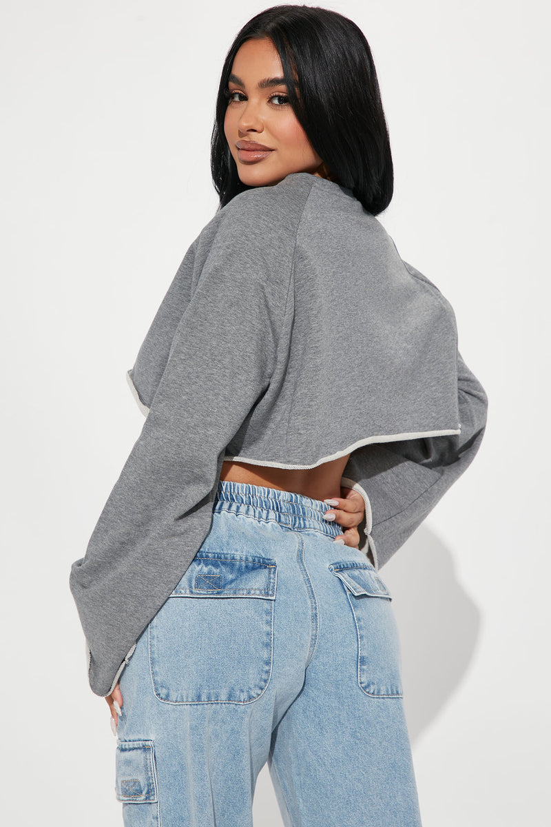 Nahal Long Sleeve Crop Top - Grey | Fashion Nova, Lounge | Fashion Nova