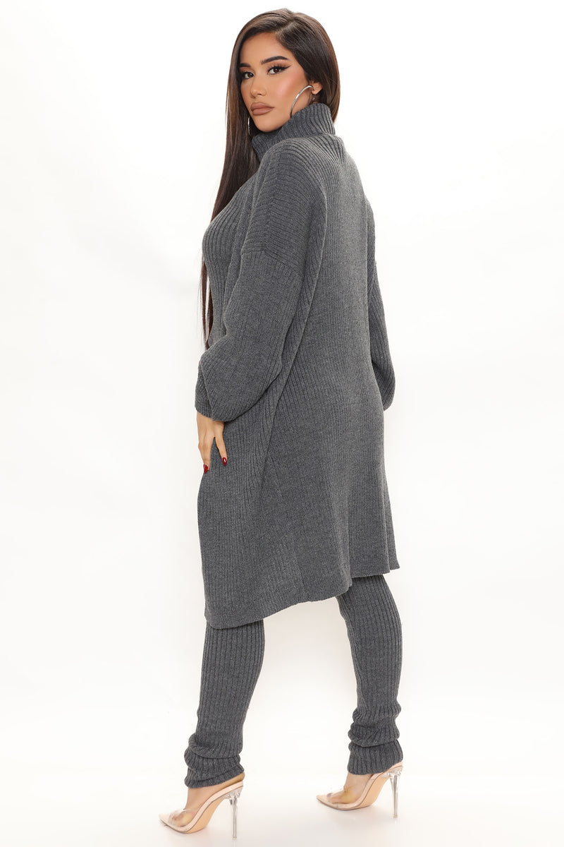 Harleigh 3 Piece Sweater Legging Set Charcoal