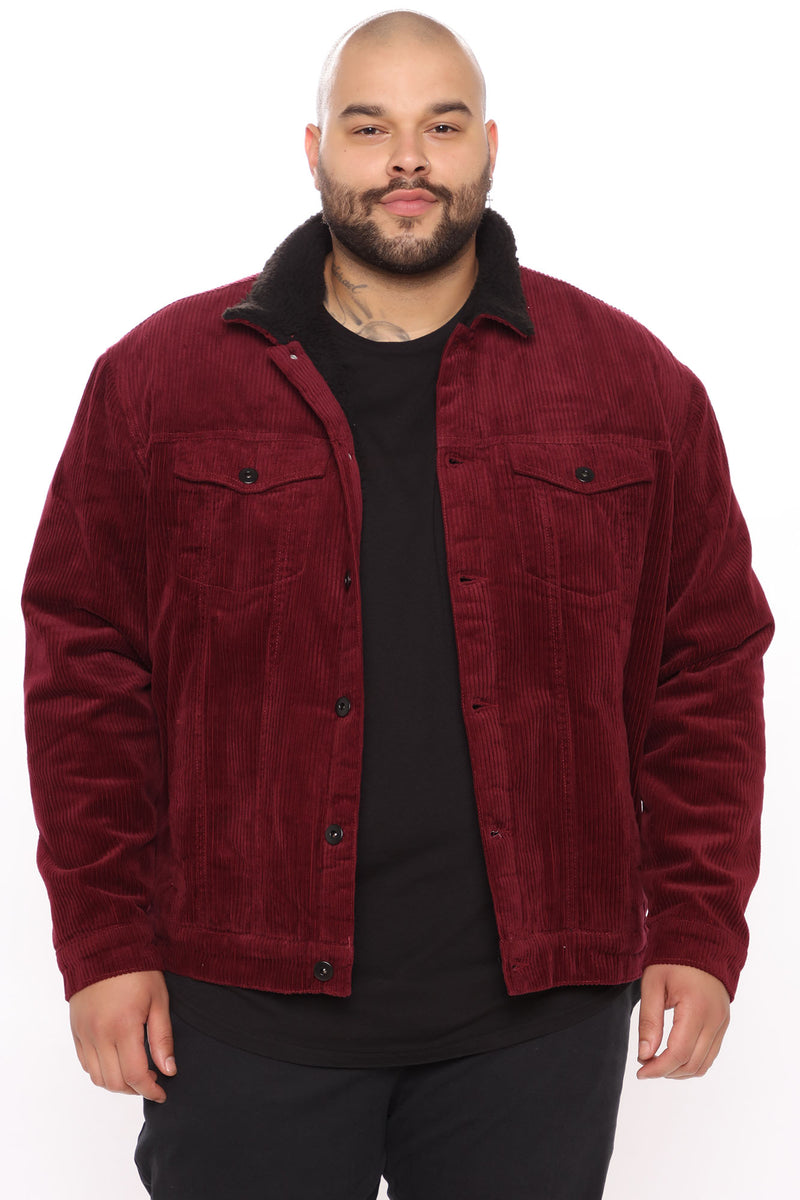 Maroon sherpa jacket hot sale